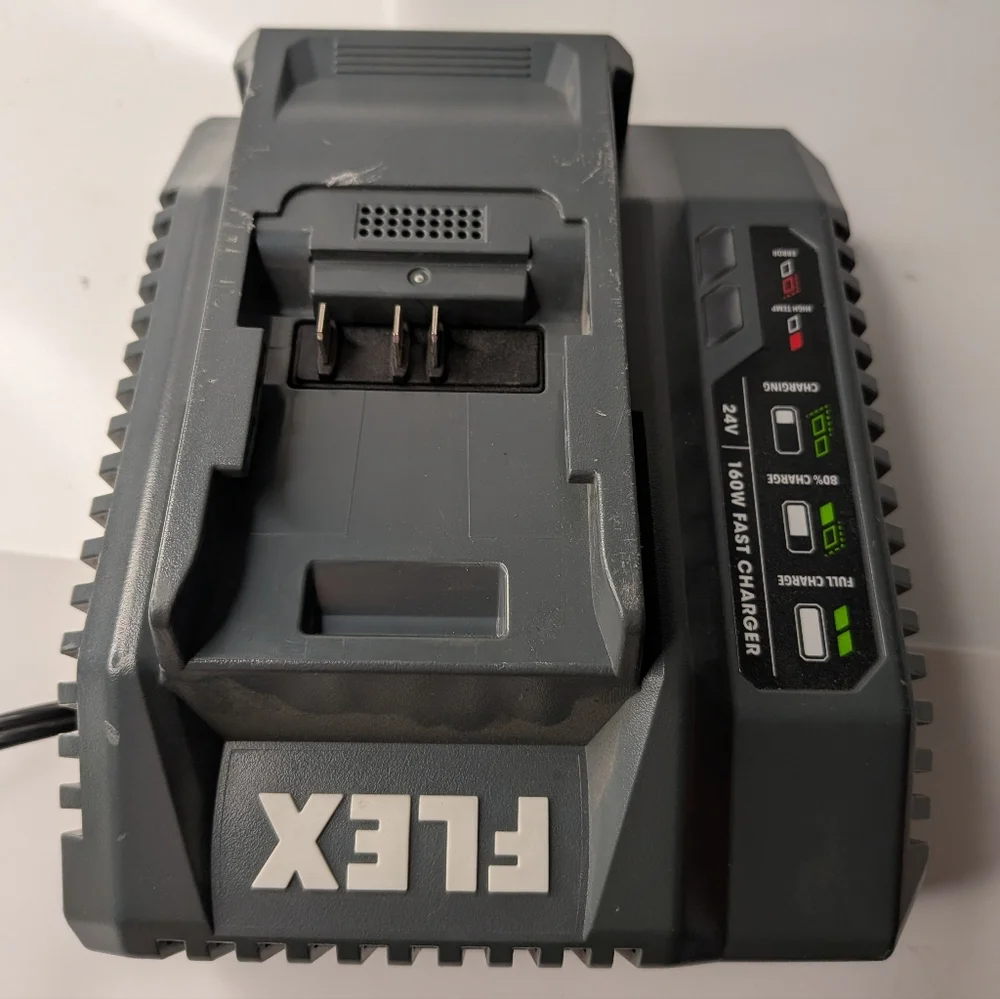 Flex 24V 160W Fast Charger (FX0411). Provides up to 50% faster charging compare